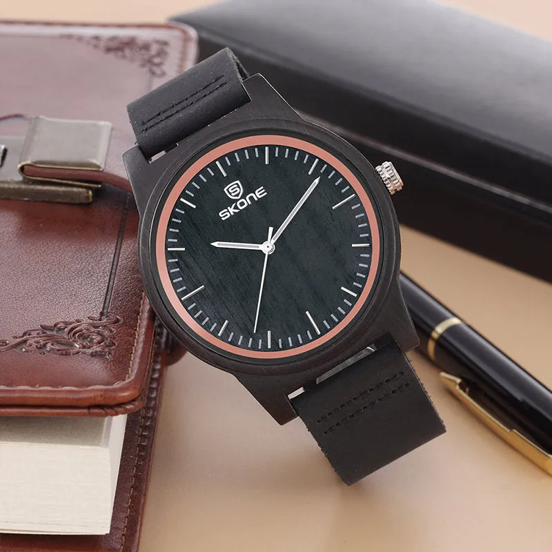 SKONE Original Wooden watch with Leather Band