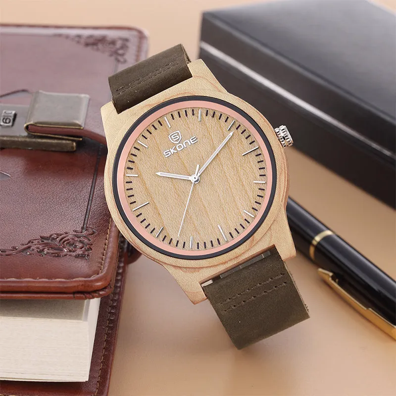 SKONE Original Wooden watch with Leather Band