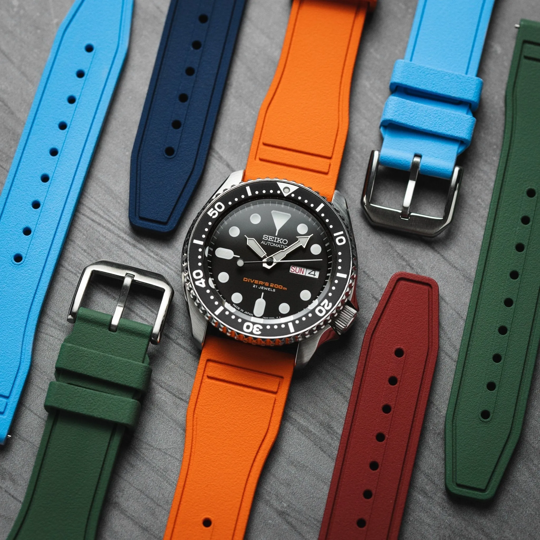 Skyward FKM Rubber Strap - Quick Release - Compatible for IWC Big Pilot - Green (2411)