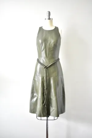 Sleeveless Vegan Leather Green Dress By Alice and Olivia