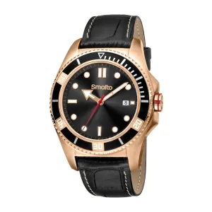Smalto Men's IP Rose Gold Watch With Black Dial
