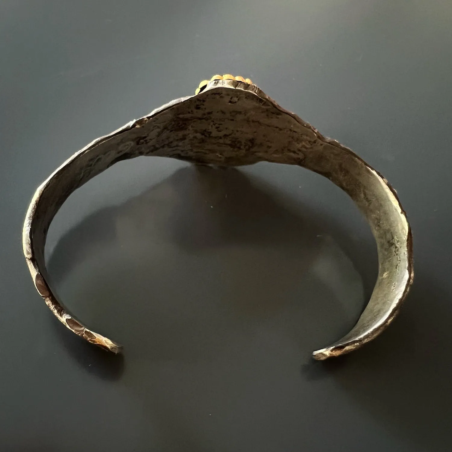 Solid Gold Lion Design Sterling Silver Cuff Bracelet