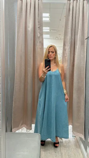 Spaghetti strap denim dress