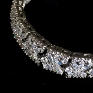 Spectacular Rhodium Plated Baguette Cut CZ Bracelet