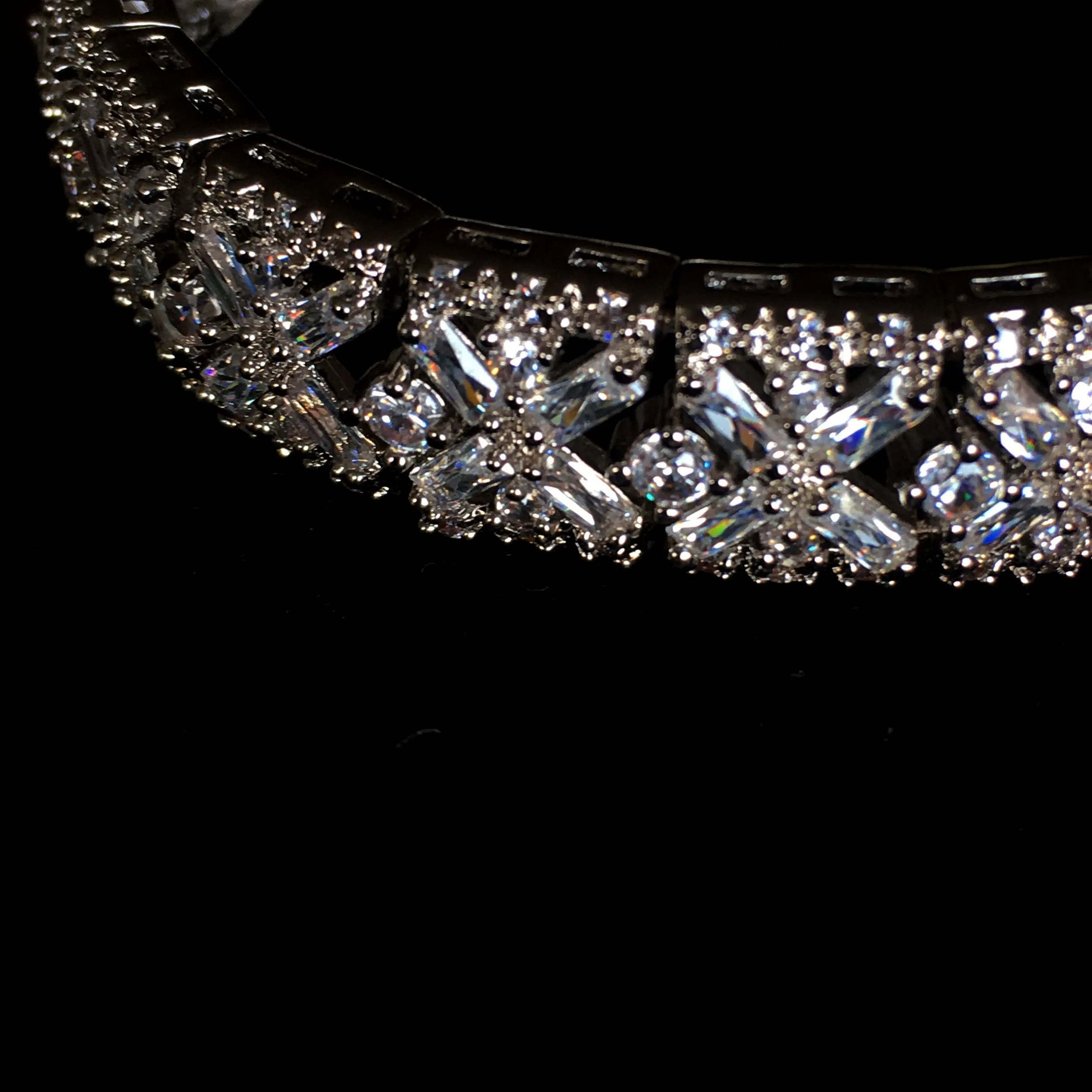 Spectacular Rhodium Plated Baguette Cut CZ Bracelet