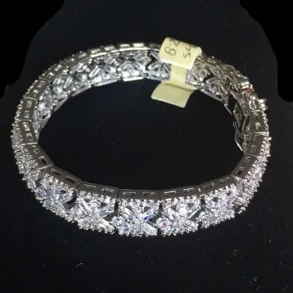 Spectacular Rhodium Plated Baguette Cut CZ Bracelet