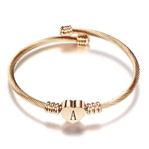 Stainless Steel  Charms Alphabet Letters Bracelets