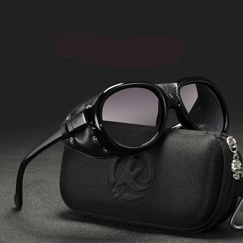 Steampunk Men and Women Soft Leather  Pilot Sunglasses