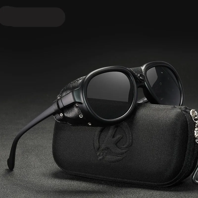 Steampunk Men and Women Soft Leather  Pilot Sunglasses