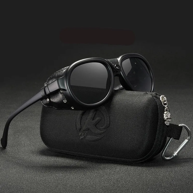 Steampunk Men and Women Soft Leather  Pilot Sunglasses