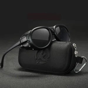 Steampunk Men and Women Soft Leather  Pilot Sunglasses