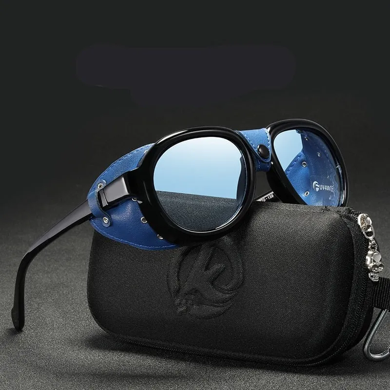 Steampunk Men and Women Soft Leather  Pilot Sunglasses