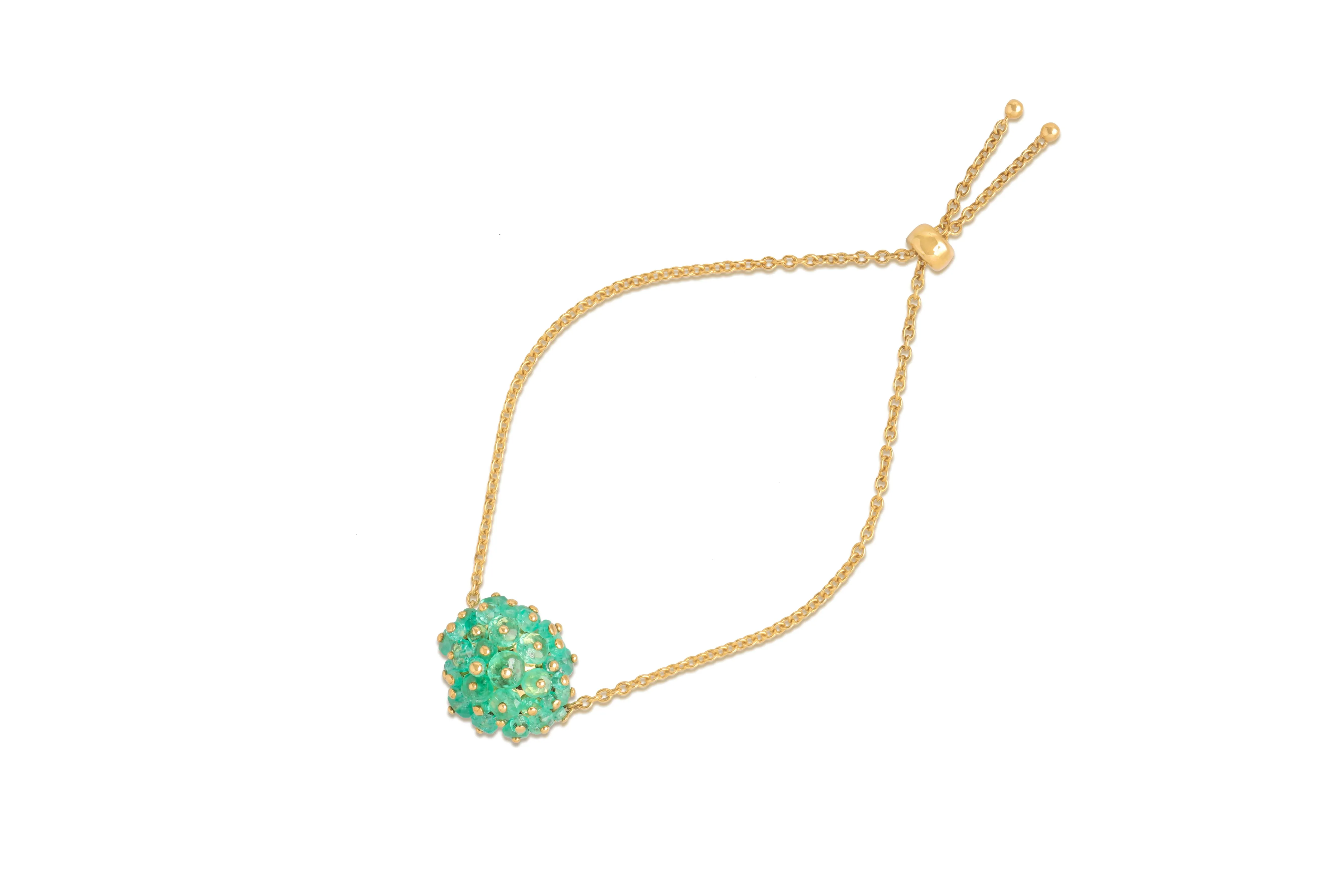 Studio Tara   I   Bracelet 18K Yellow Gold With Emerald 9.5 Inchs Adjustable, 20/16Mm   BR482