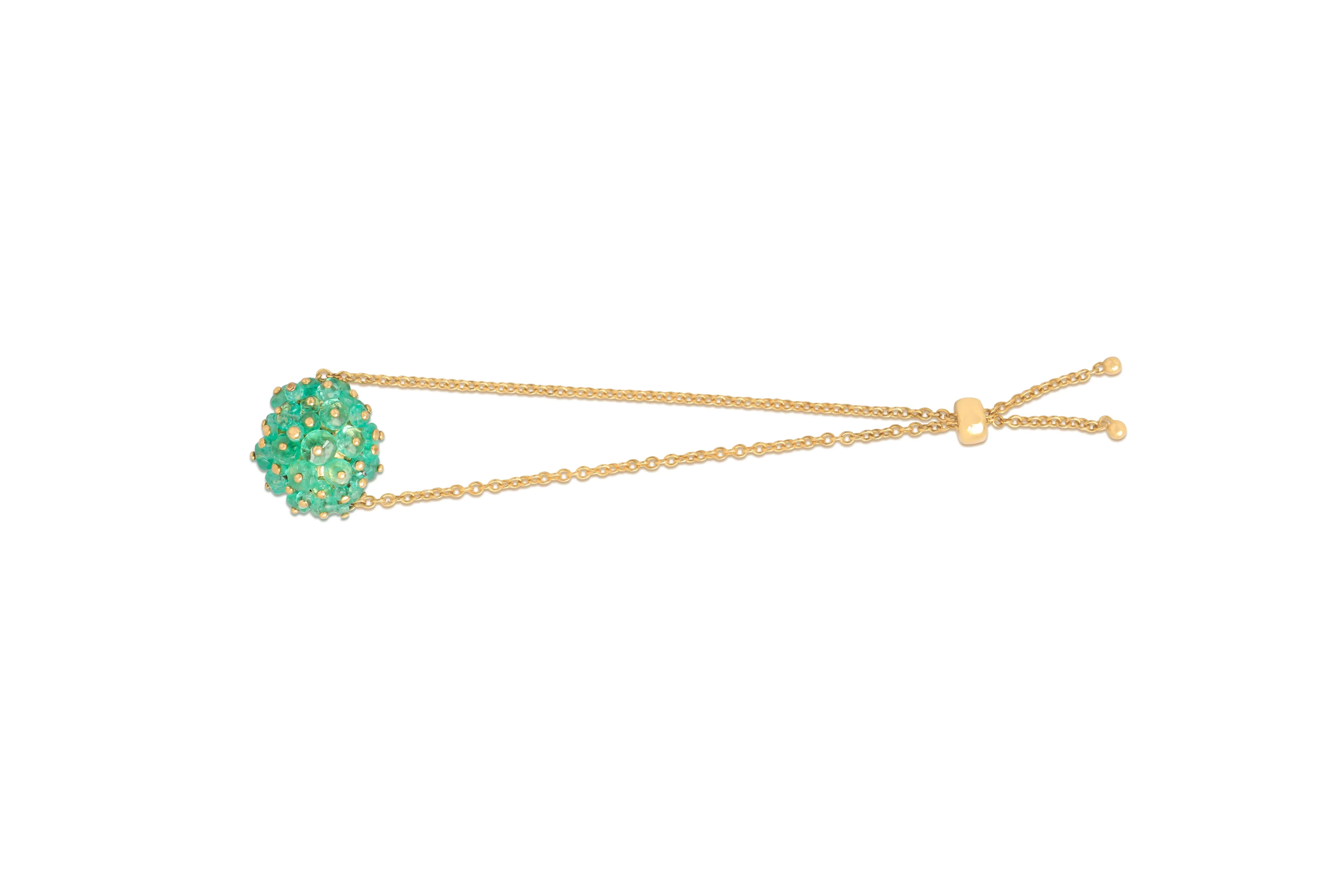 Studio Tara   I   Bracelet 18K Yellow Gold With Emerald 9.5 Inchs Adjustable, 20/16Mm   BR482