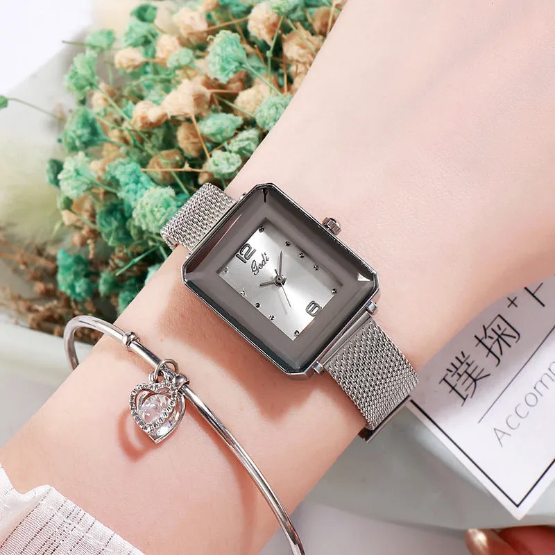 Stylish simple waterproof square ladies watch