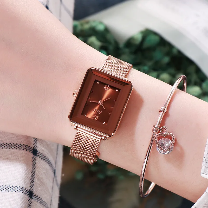 Stylish simple waterproof square ladies watch