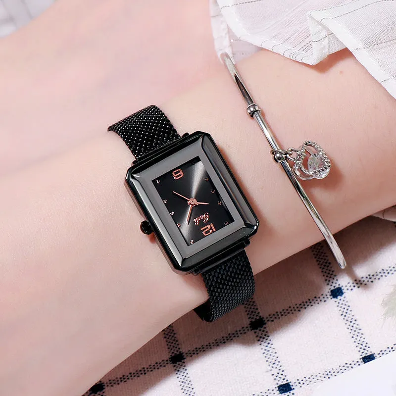 Stylish simple waterproof square ladies watch