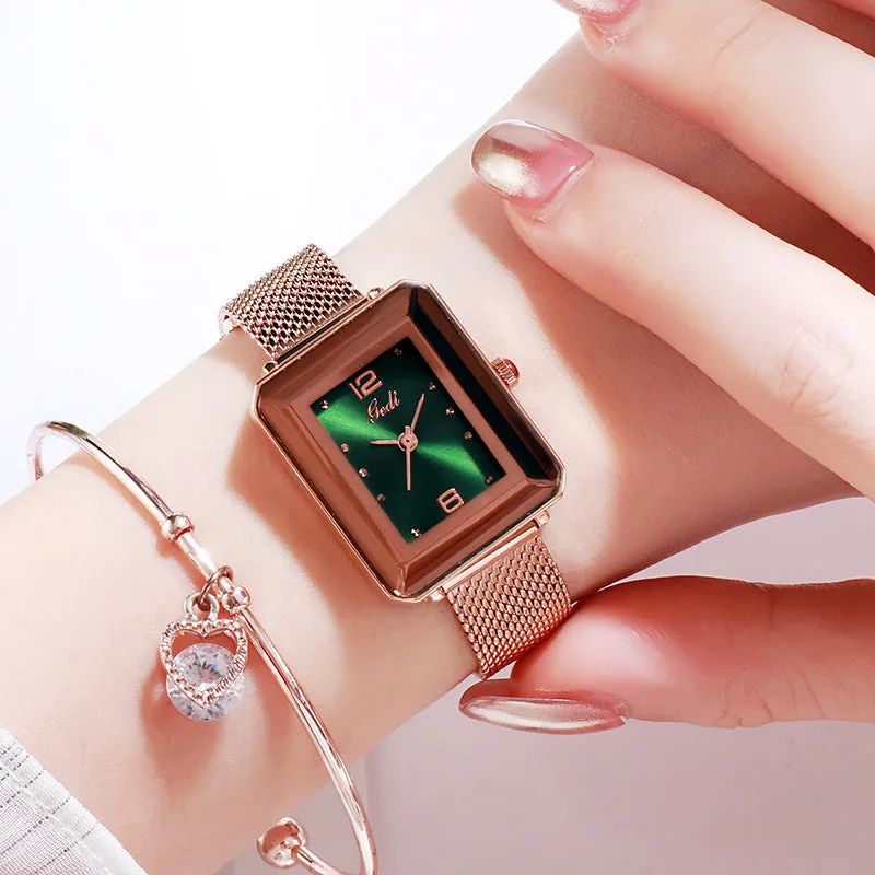 Stylish simple waterproof square ladies watch