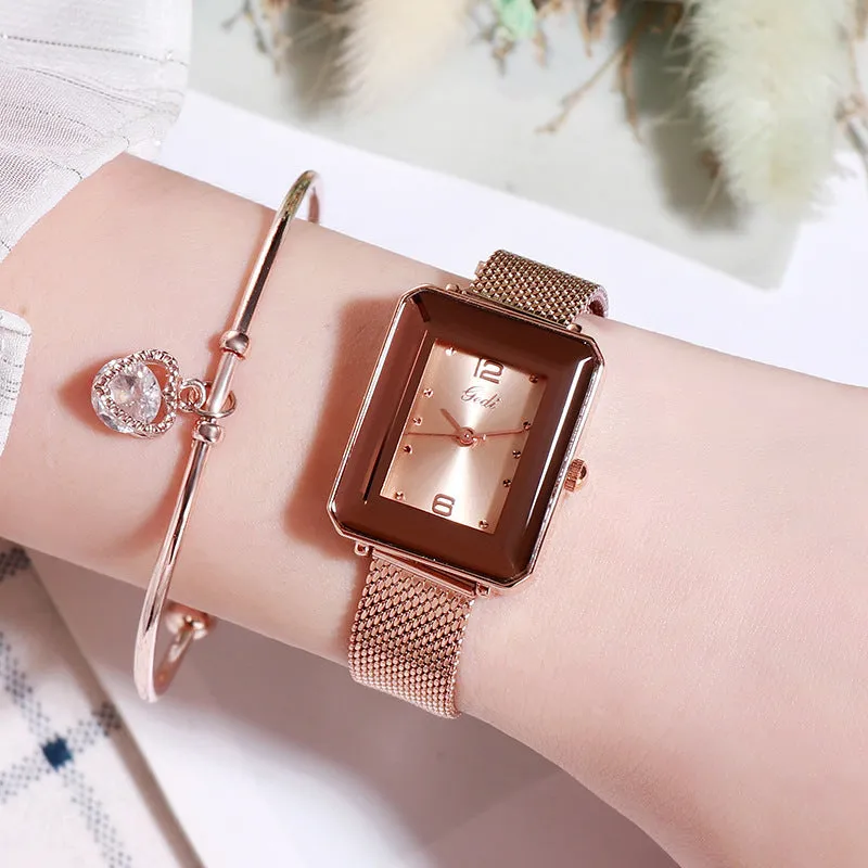 Stylish simple waterproof square ladies watch