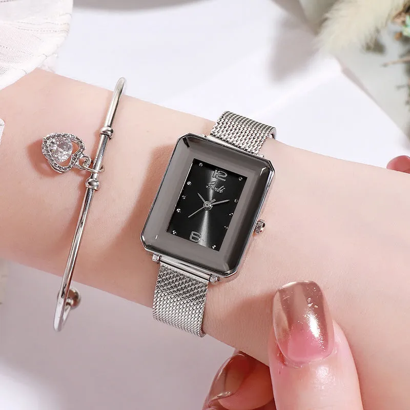 Stylish simple waterproof square ladies watch