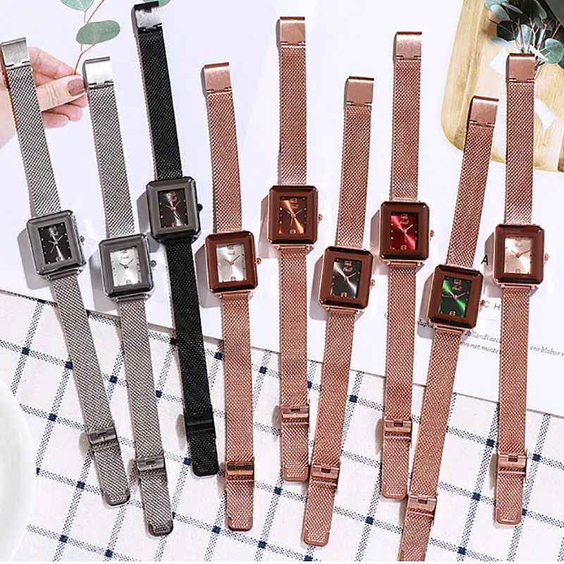Stylish simple waterproof square ladies watch