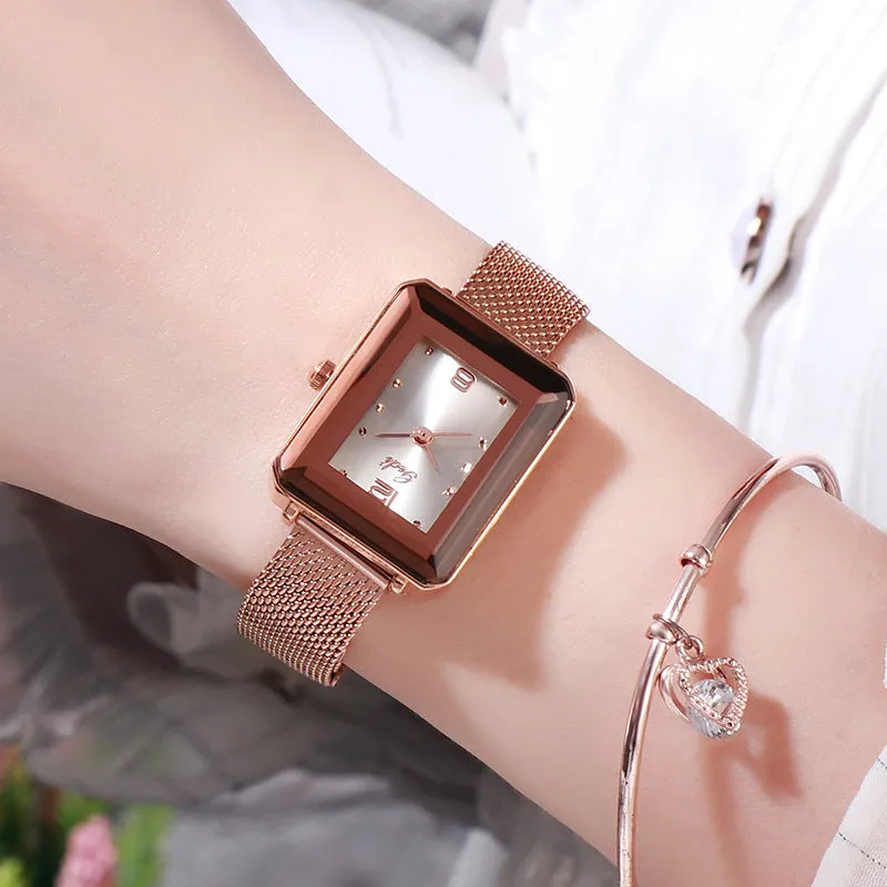 Stylish simple waterproof square ladies watch