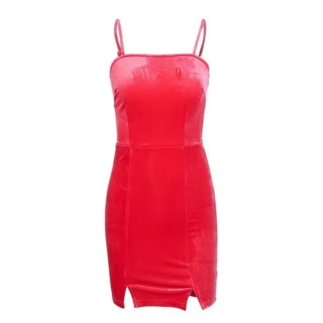 Sugar Rush Velvet Mini Dress - Navy Blue