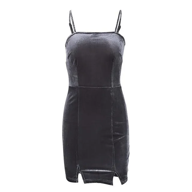 Sugar Rush Velvet Mini Dress - Navy Blue