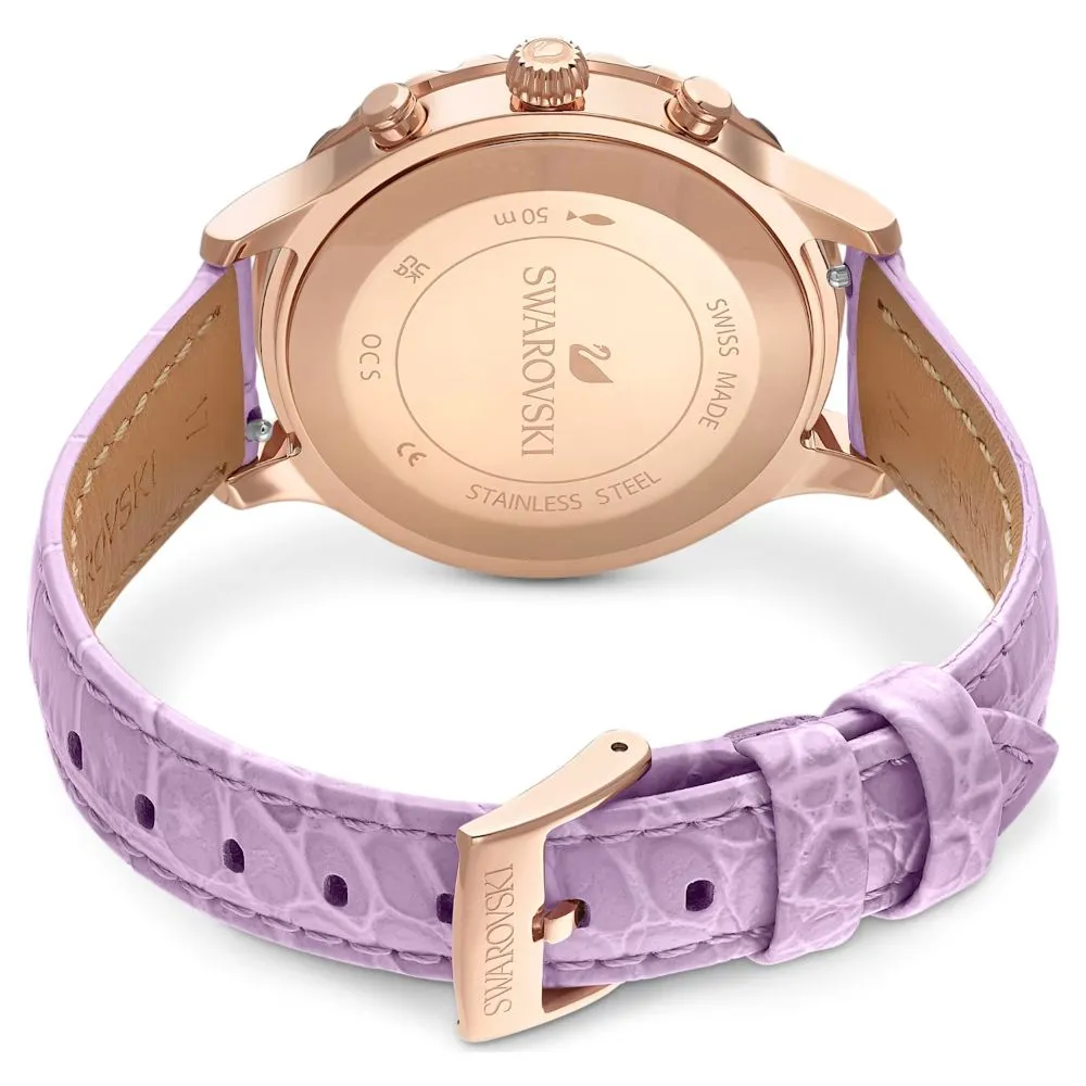Swarovski Octea Lux Chrono Watch Leather strap Purple Rose gold-tone finish  ONE SIZE
