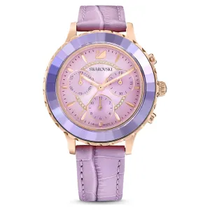 Swarovski Octea Lux Chrono Watch Leather strap Purple Rose gold-tone finish  ONE SIZE