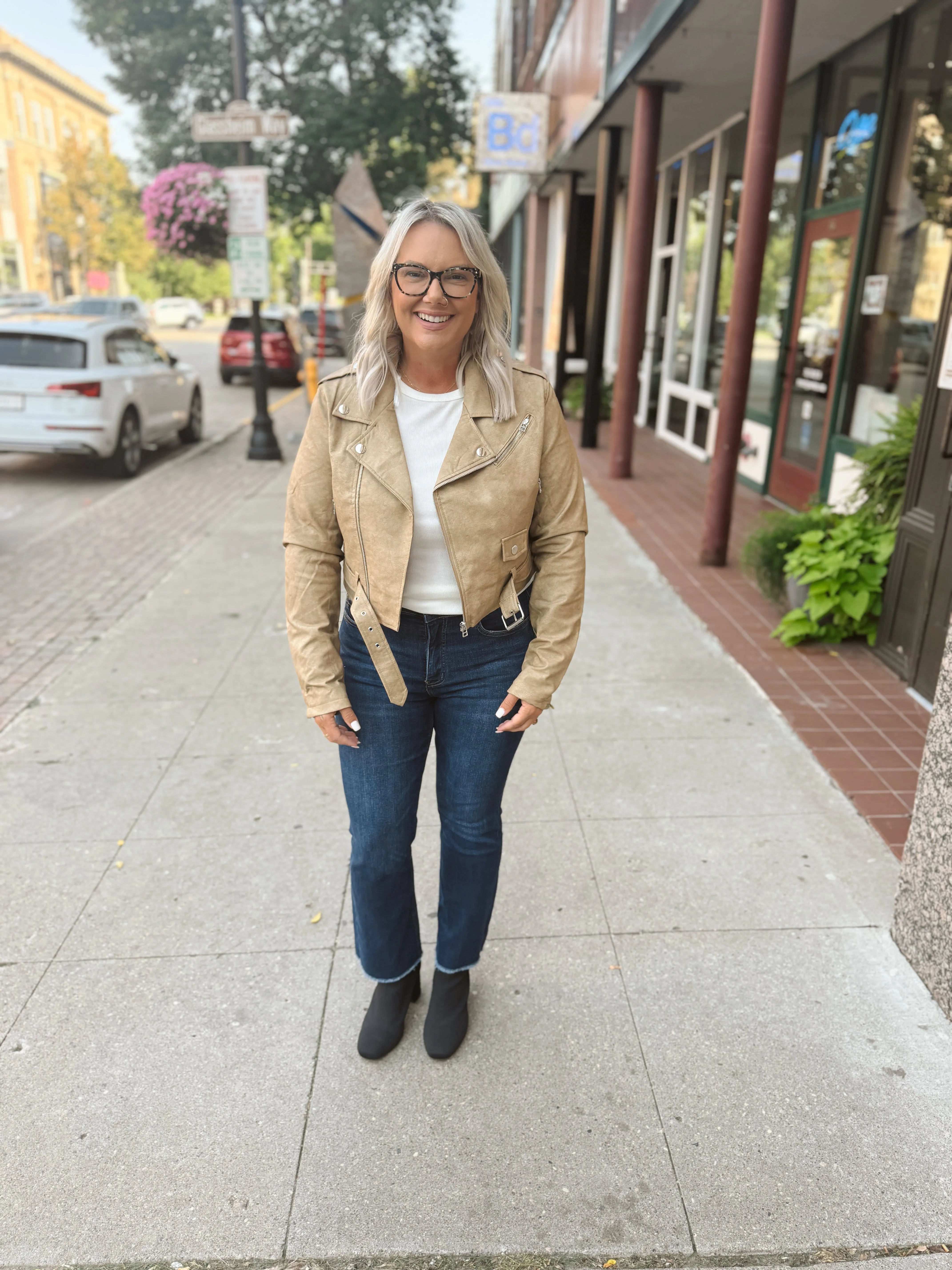 Tan Leather Moto Jacket