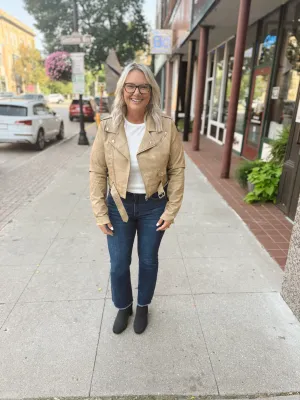 Tan Leather Moto Jacket