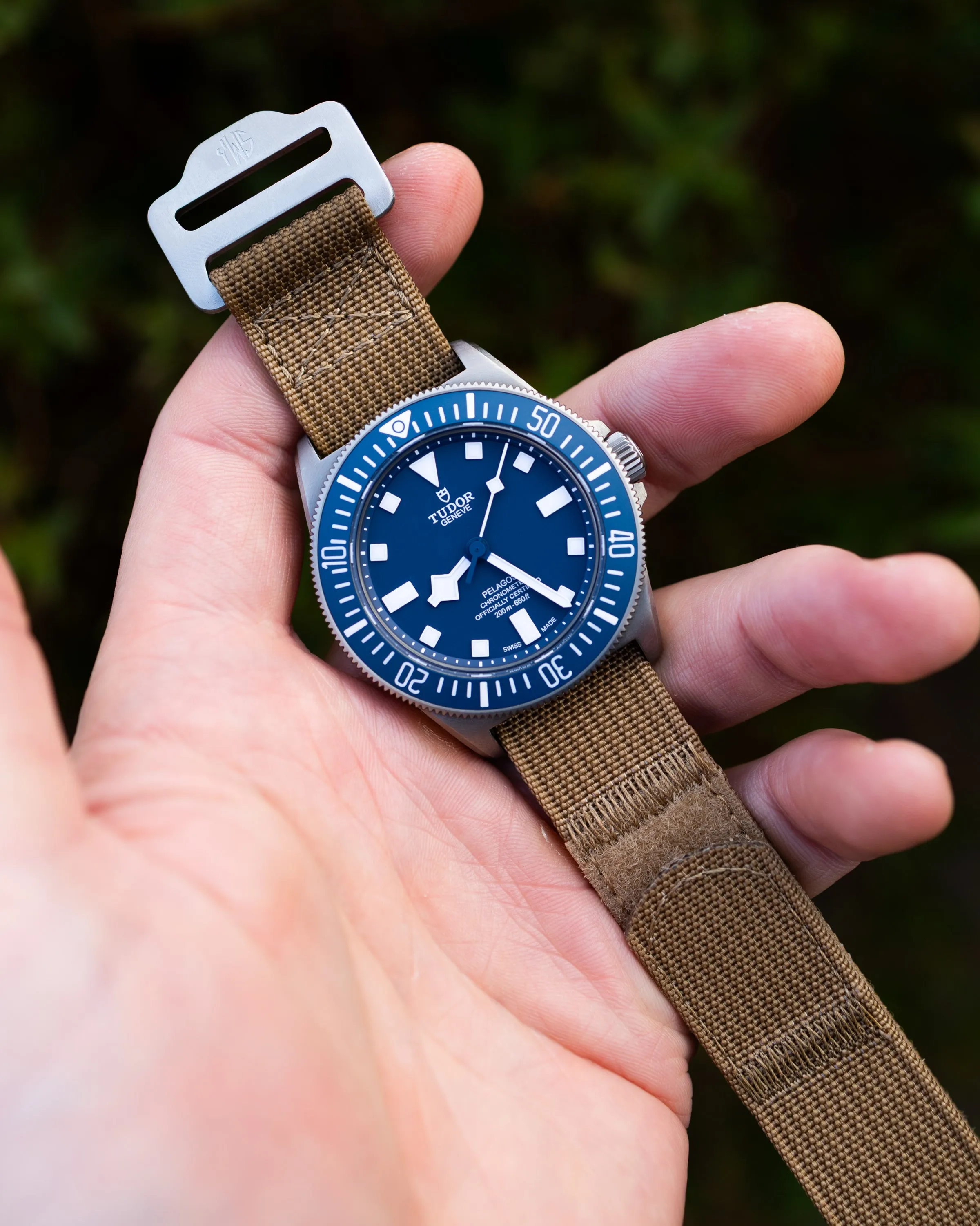 The Adventurer - Ribbed Nylon Single Pass Hook and Loop Watch Strap - Tan Khaki