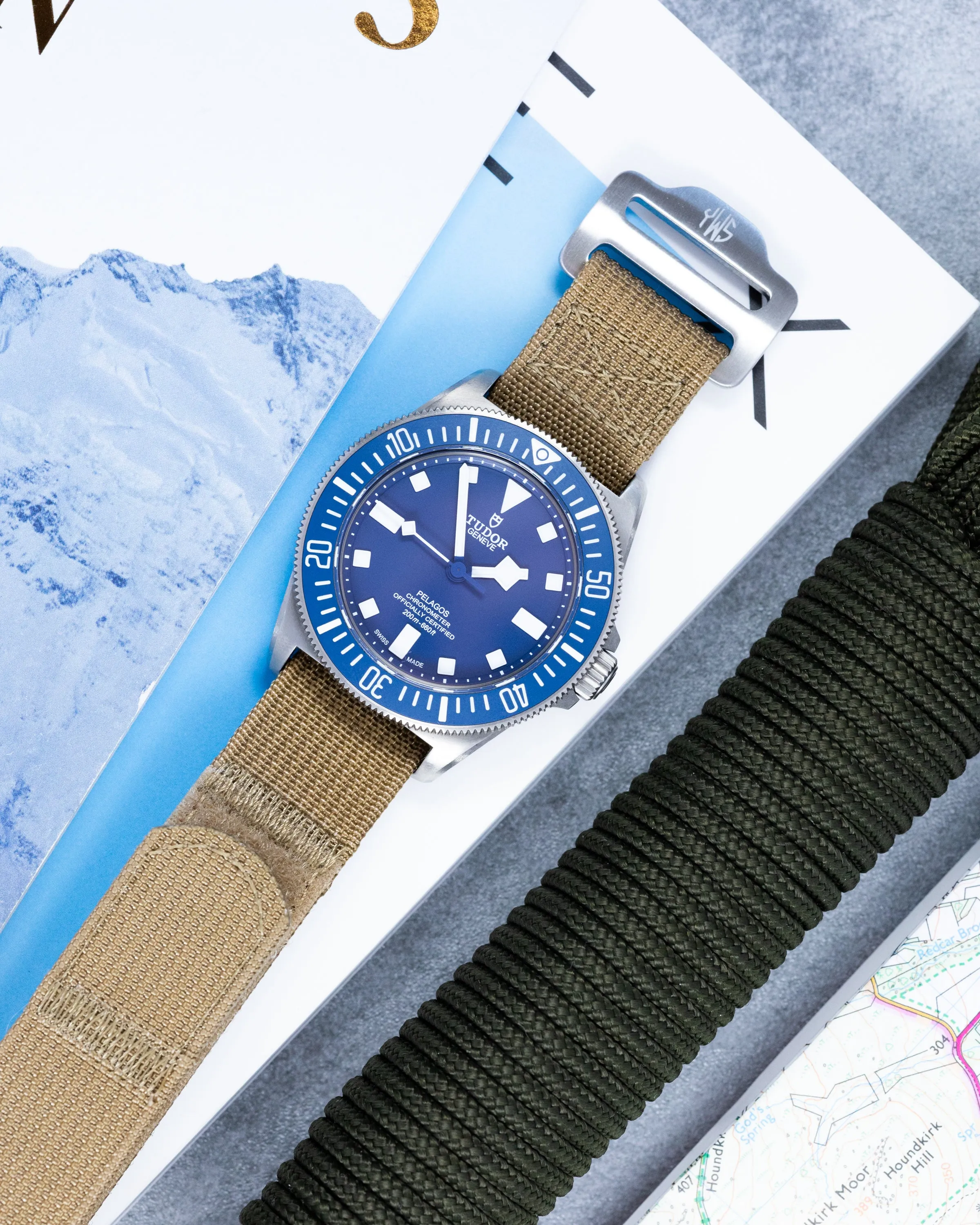 The Adventurer - Ribbed Nylon Single Pass Hook and Loop Watch Strap - Tan Khaki