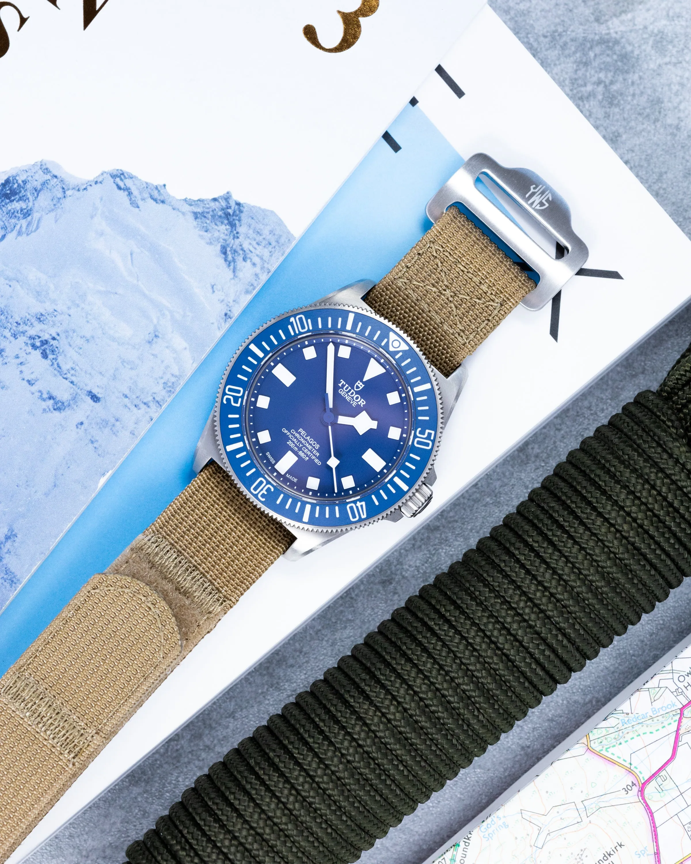 The Adventurer - Ribbed Nylon Single Pass Hook and Loop Watch Strap - Tan Khaki