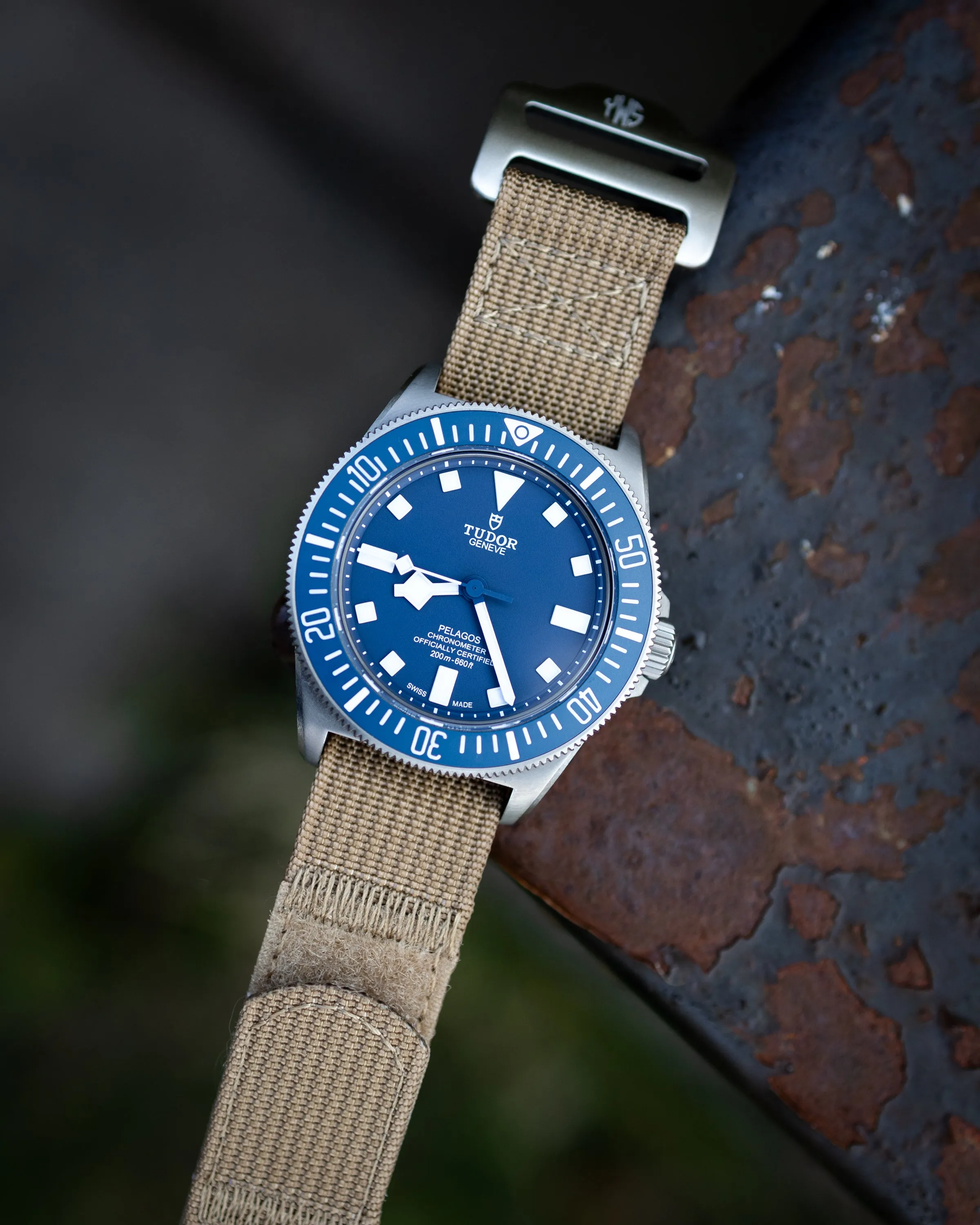 The Adventurer - Ribbed Nylon Single Pass Hook and Loop Watch Strap - Tan Khaki