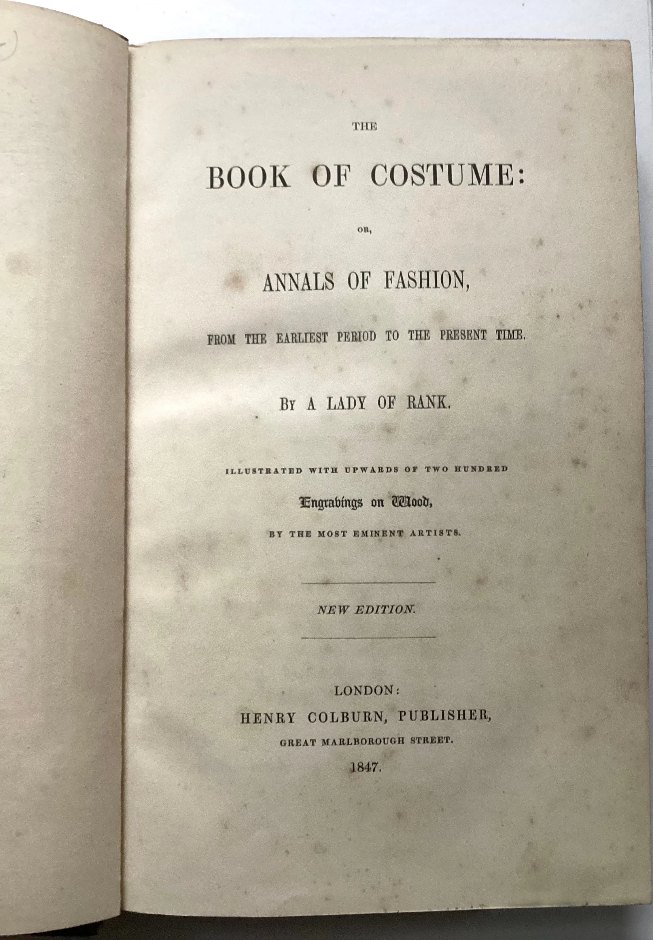 The Book of Costume: or,/ Annals of Fashion,