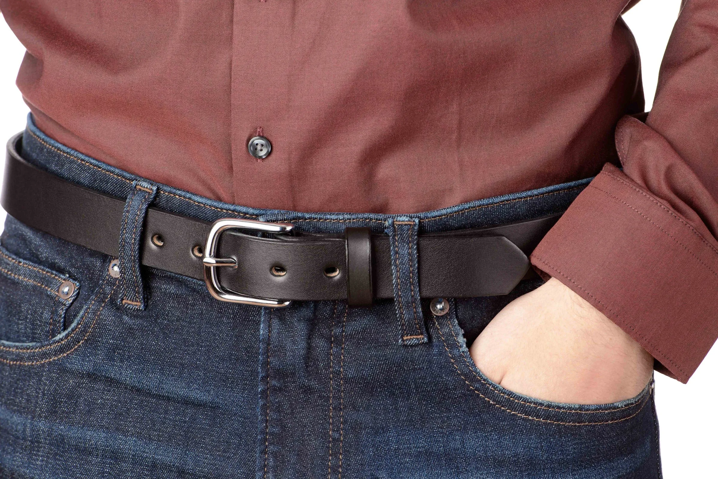 The Colt: Black Non Stitched Leather Belt 1.25"