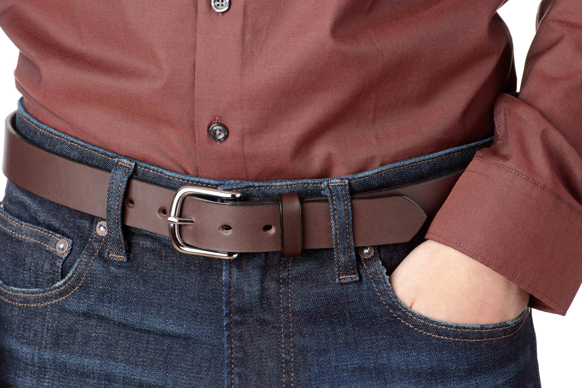 The Colt: Brown Non Stitched Leather Belt 1.25"