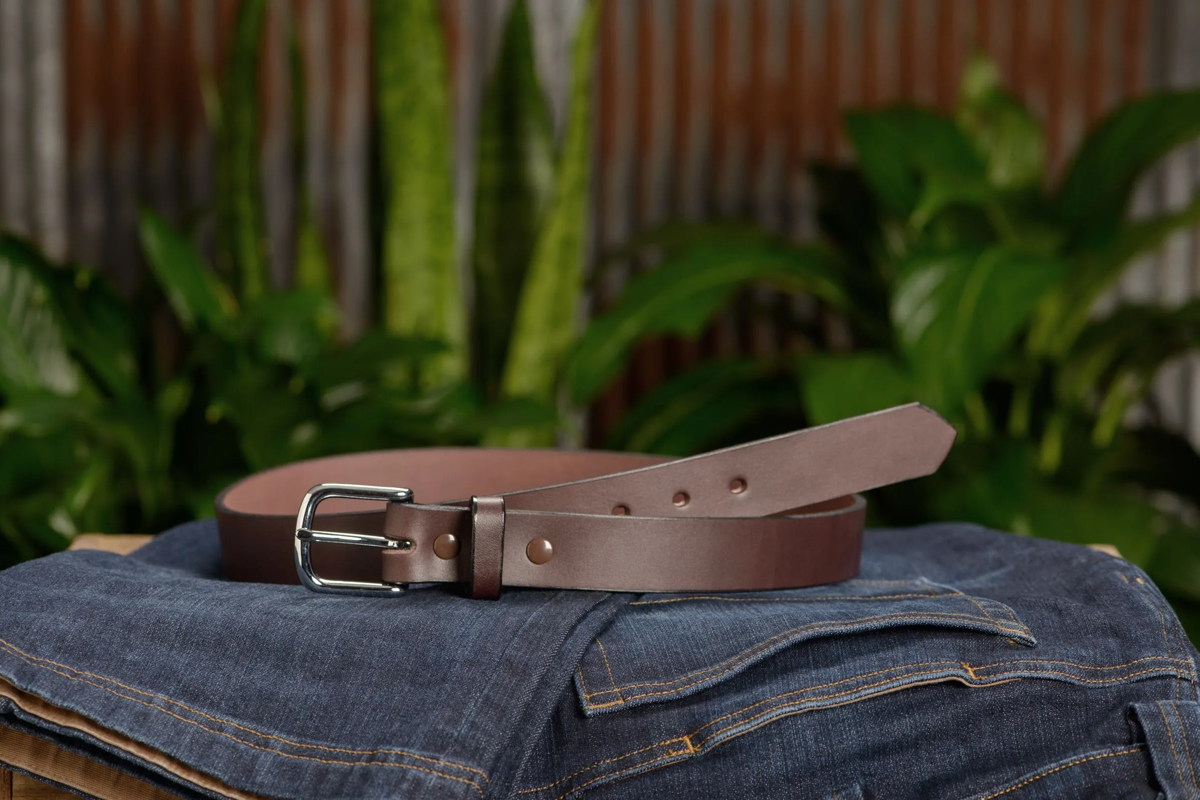 The Colt: Brown Non Stitched Leather Belt 1.25"