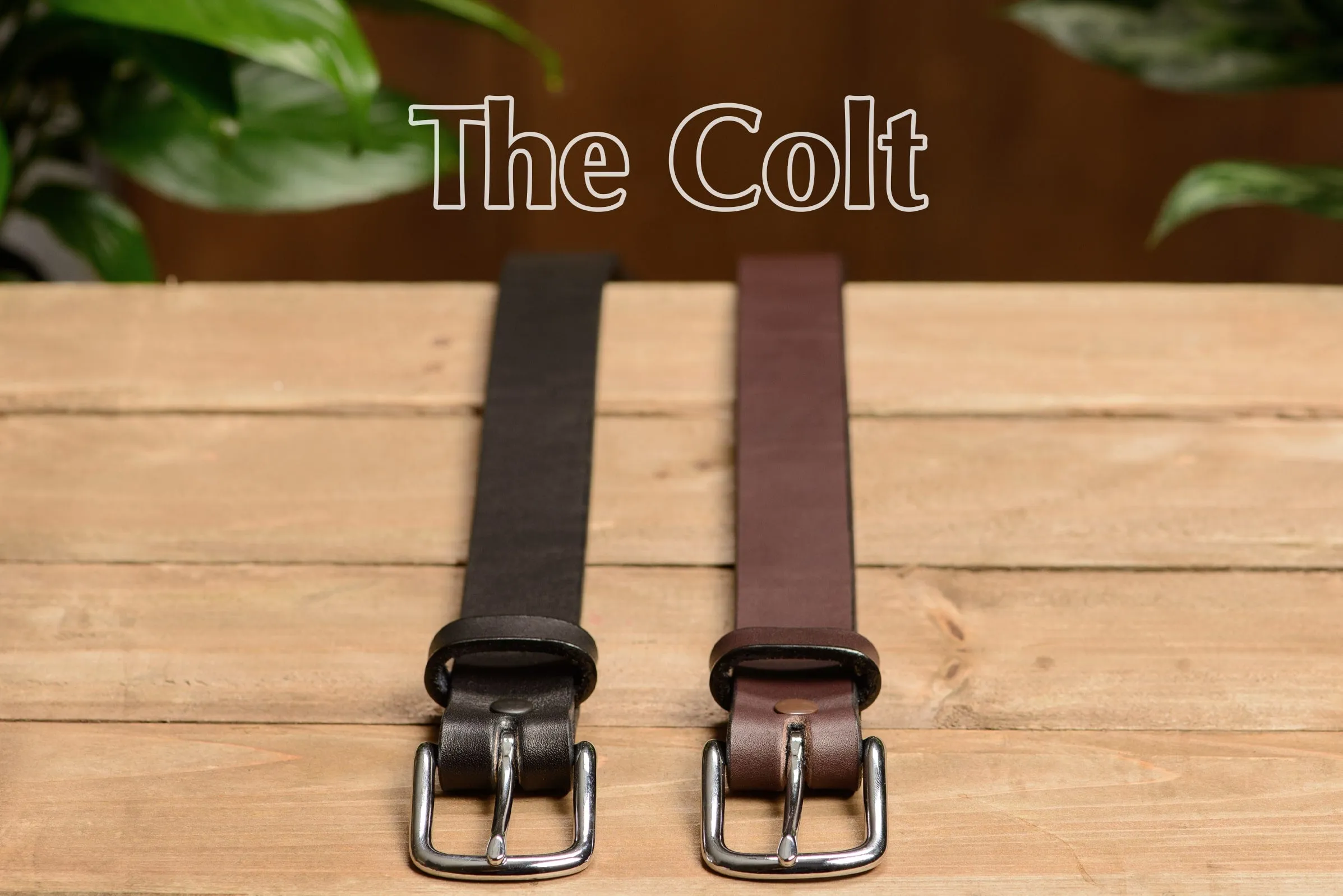 The Colt: Brown Non Stitched Leather Belt 1.25"
