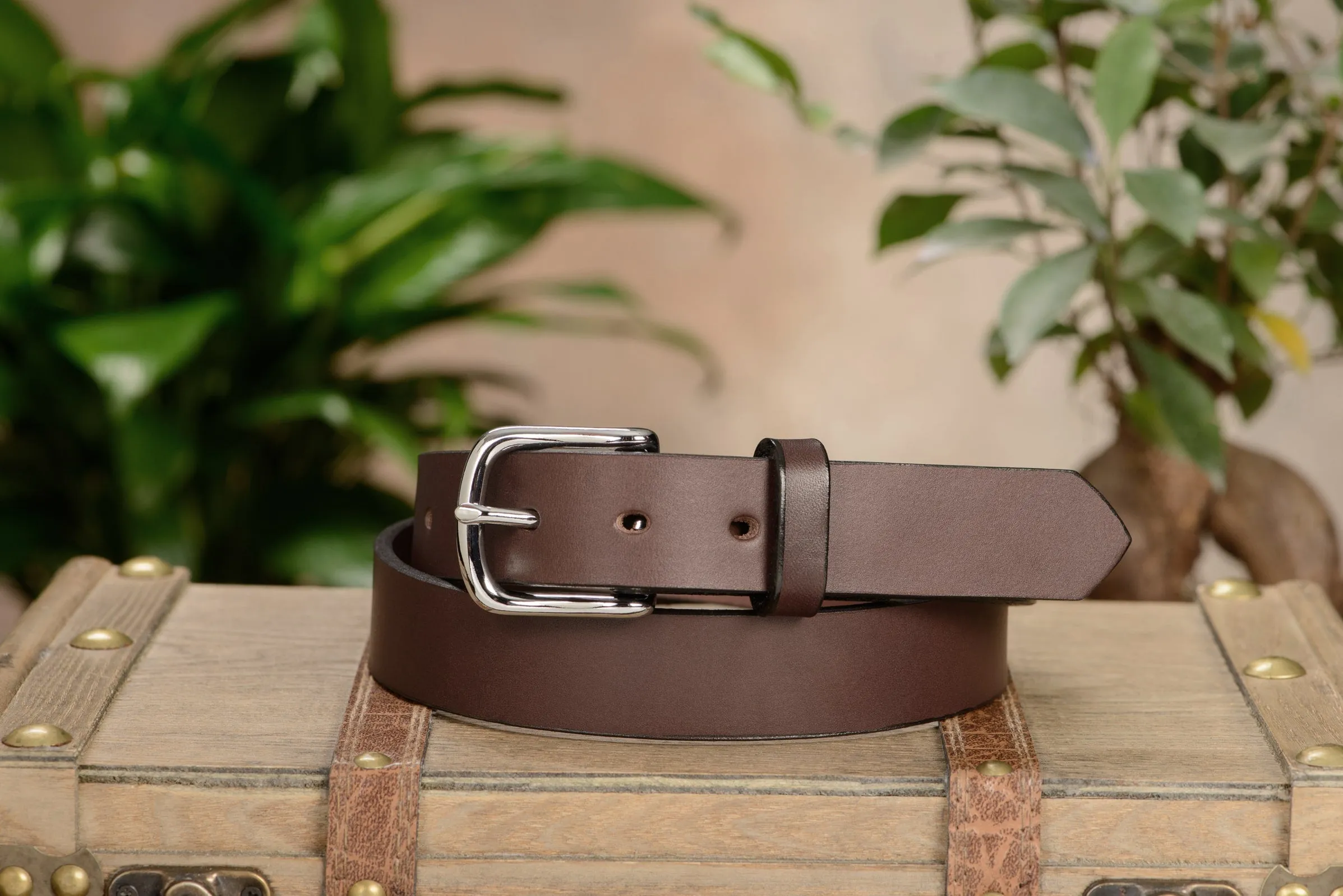 The Colt: Brown Non Stitched Leather Belt 1.25"
