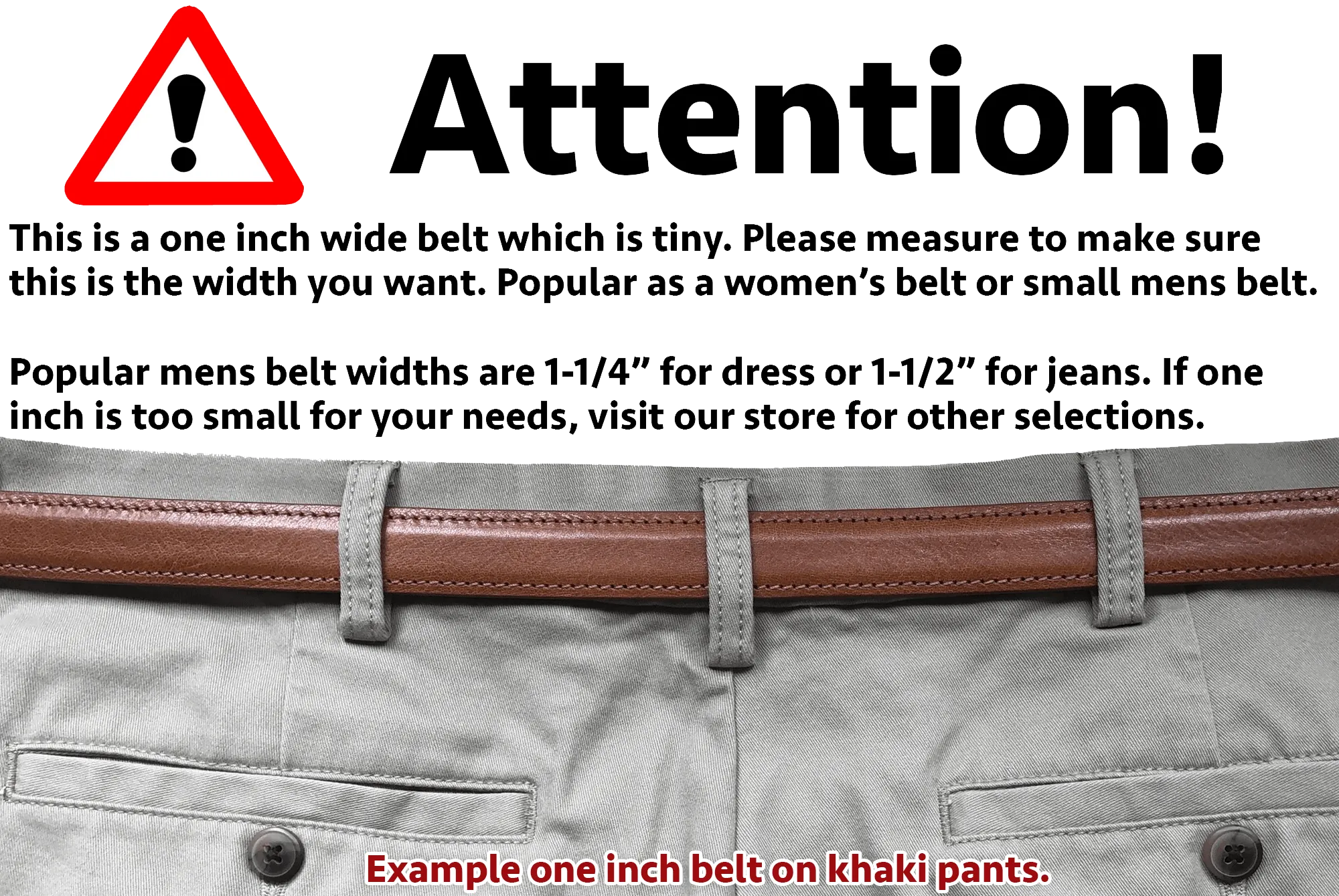 The Colt: Brown Stitched Leather Belt Petite Width 1.00"