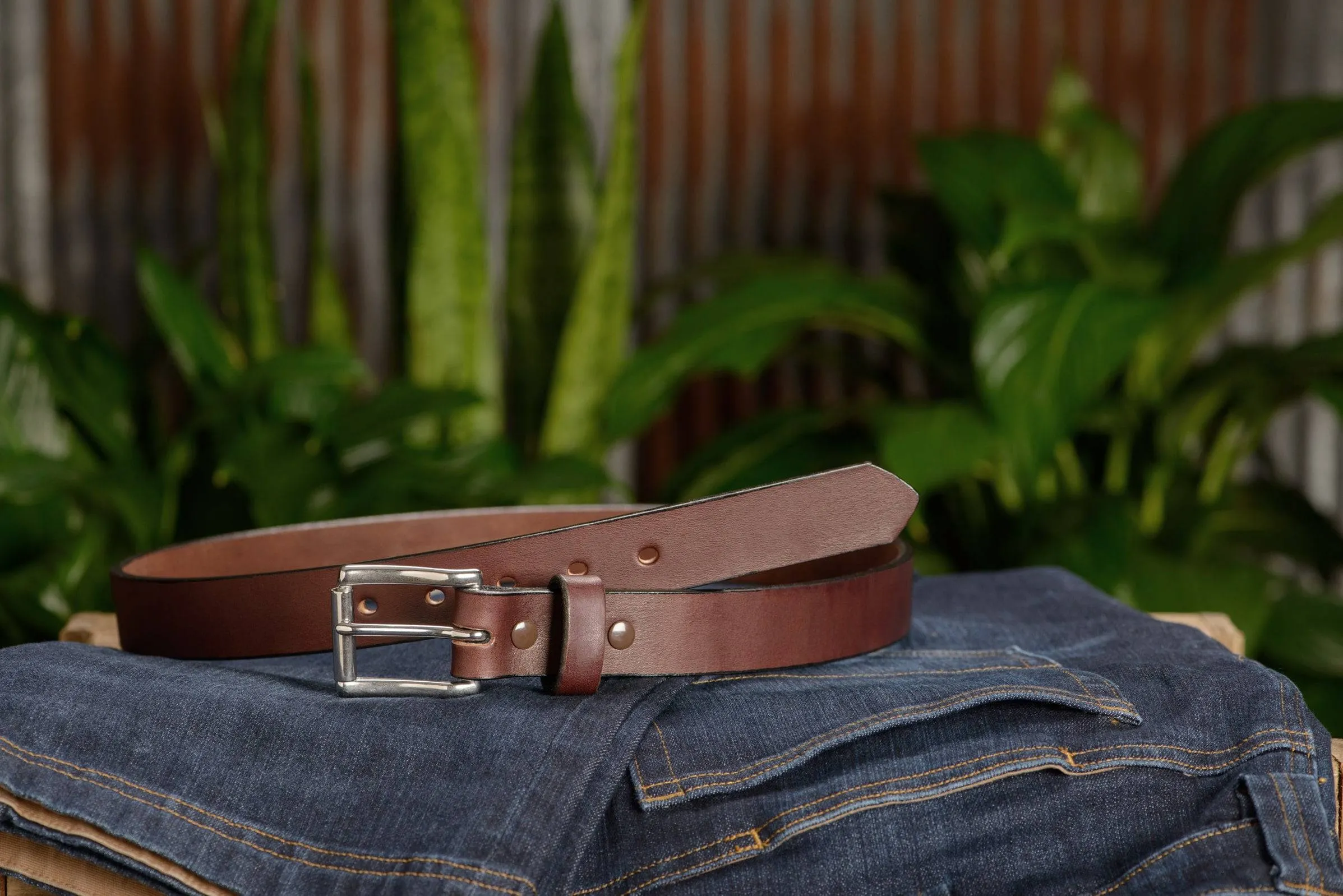 The Commander: Men's Brown Non Stitched Leather Belt 1.25"