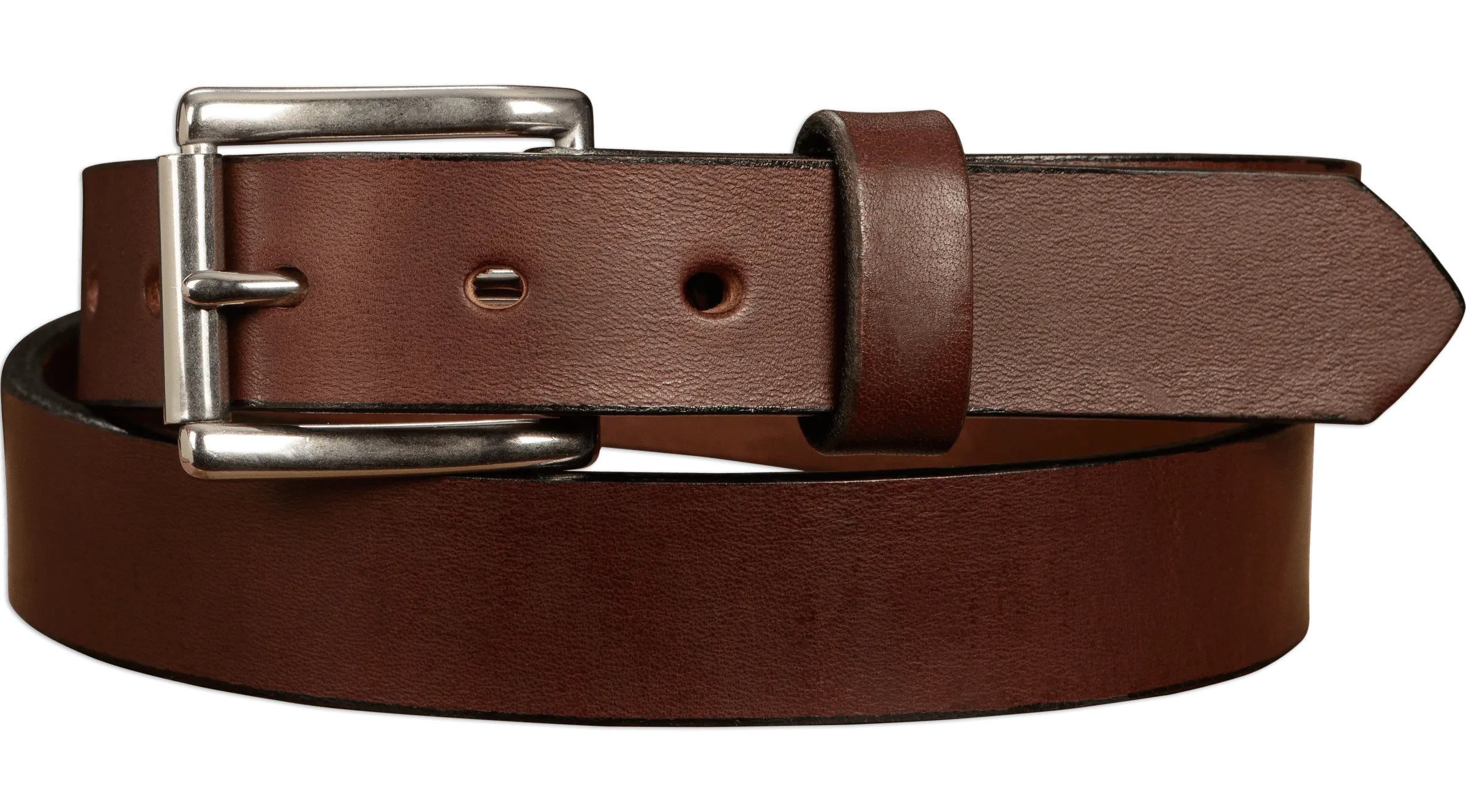 The Commander: Men's Brown Non Stitched Leather Belt 1.25"