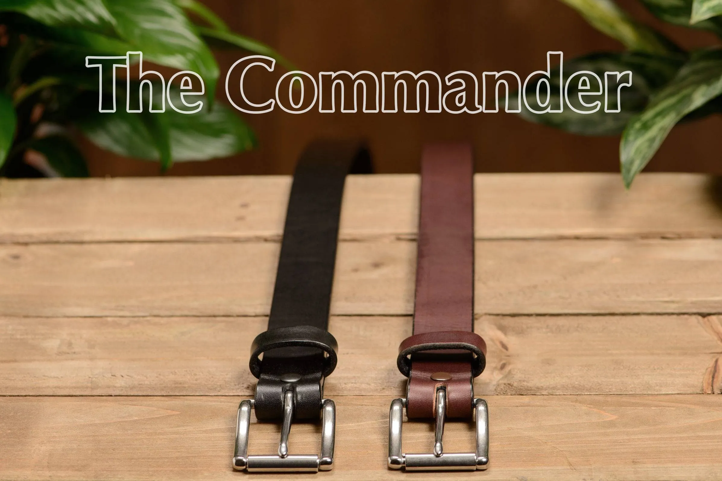The Commander: Men's Brown Non Stitched Leather Belt 1.25"