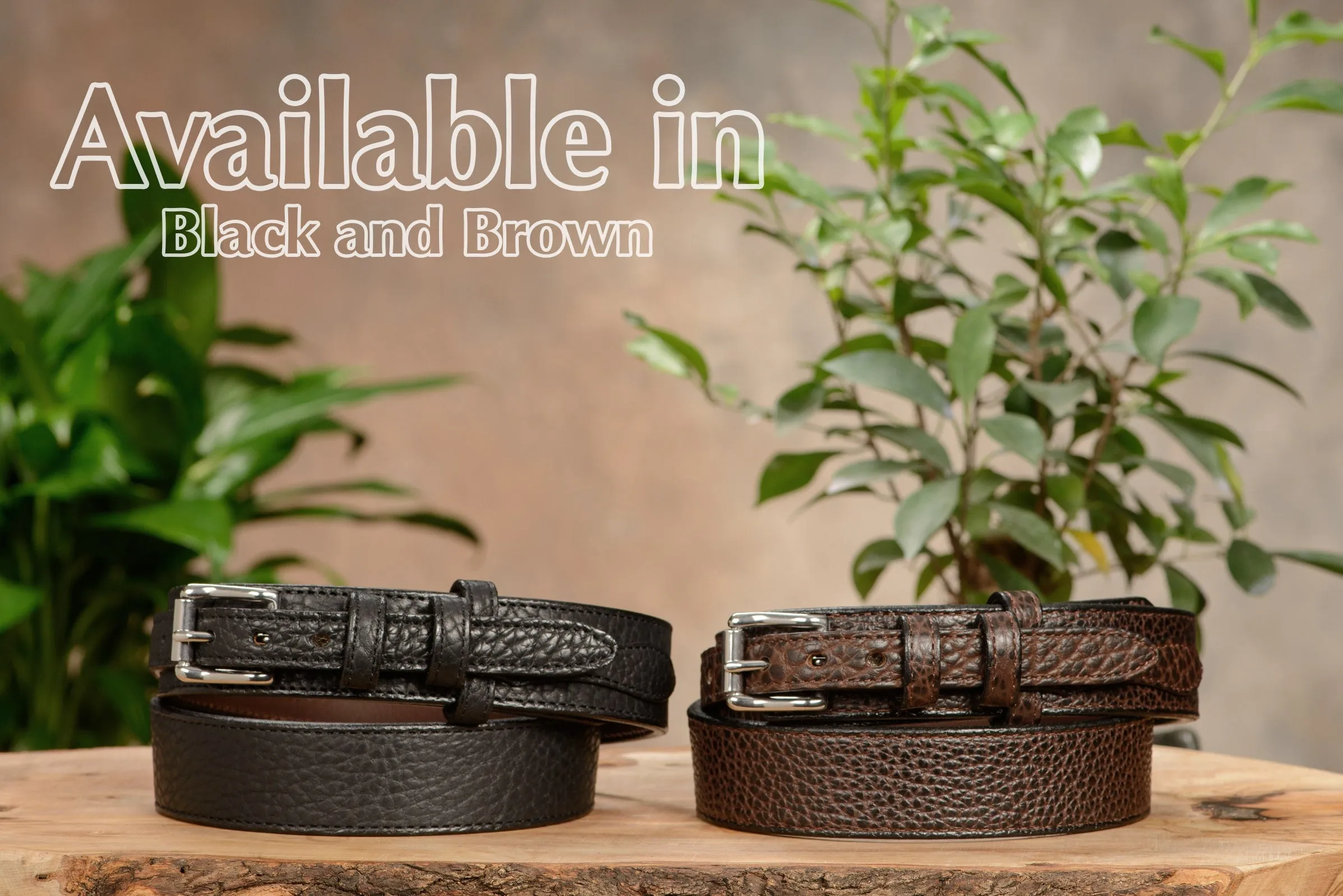 The Forester: Men's Brown Stitched American Bison Ranger Leather Belt 1.50"