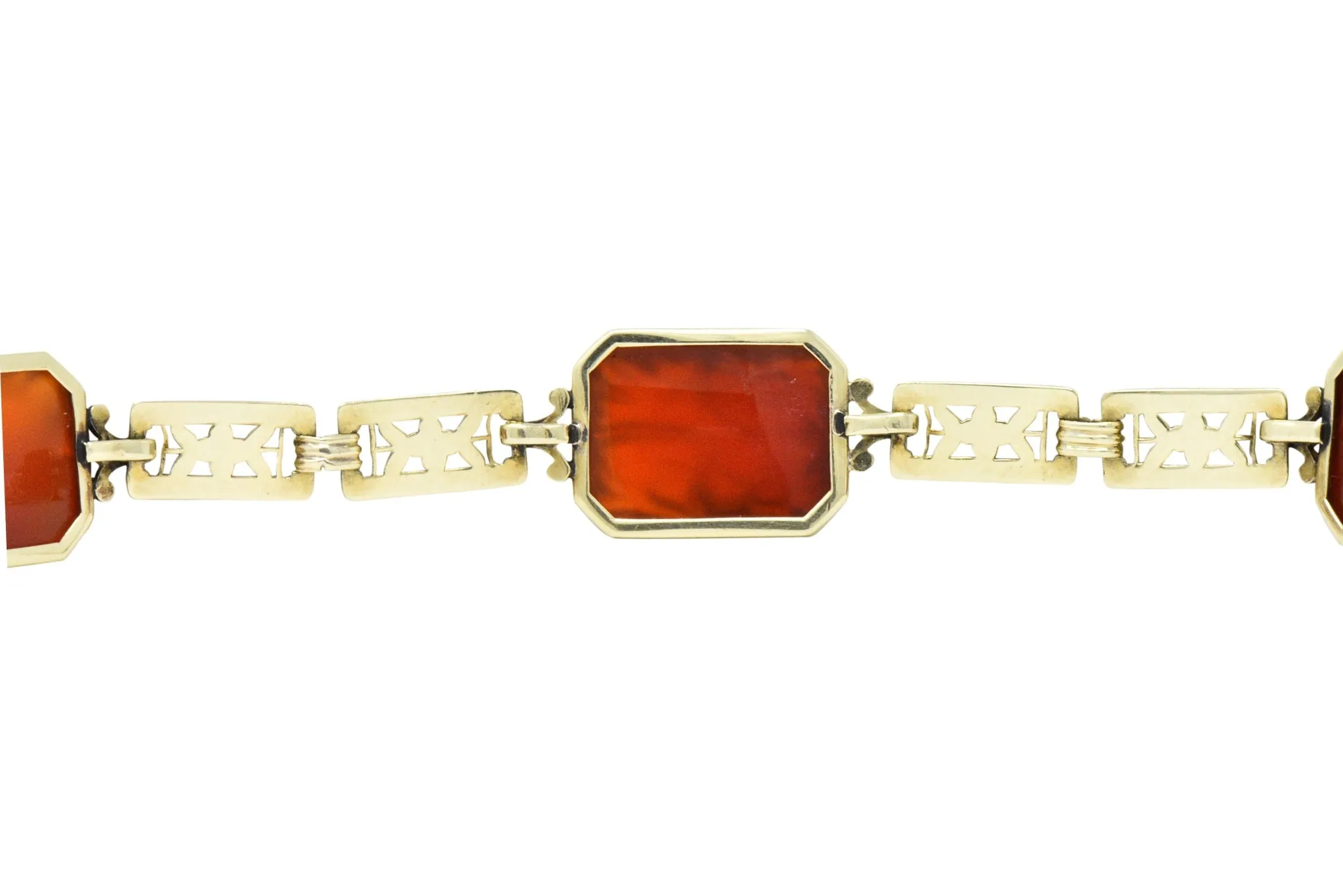 Theberath & Co. Art Nouveau Carnelian 14 Karat Gold Bracelet