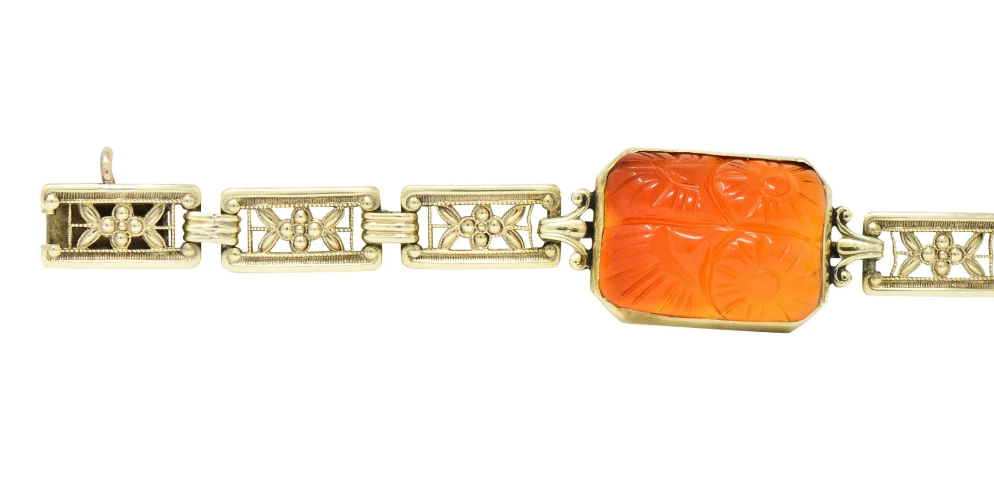 Theberath & Co. Art Nouveau Carnelian 14 Karat Gold Bracelet