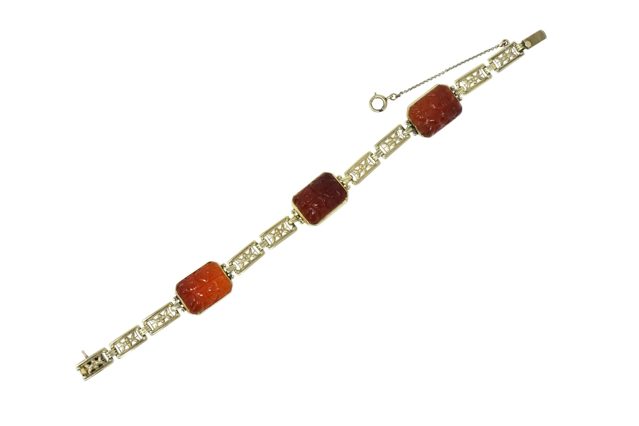 Theberath & Co. Art Nouveau Carnelian 14 Karat Gold Bracelet